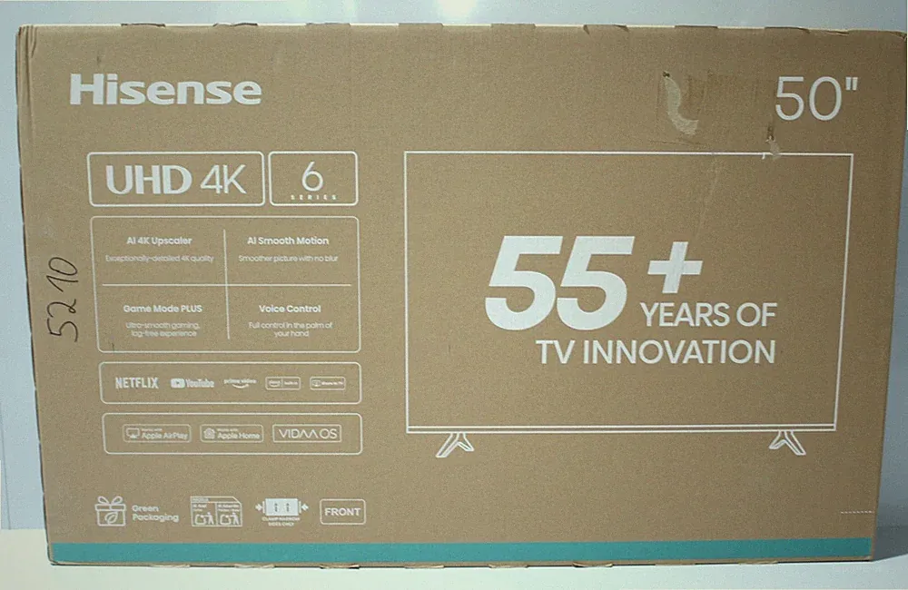 Hisense 50E6NT Fernseher 50 Zoll Smart TV 4K Ultra HD Triple Tuner Schwarz Neu