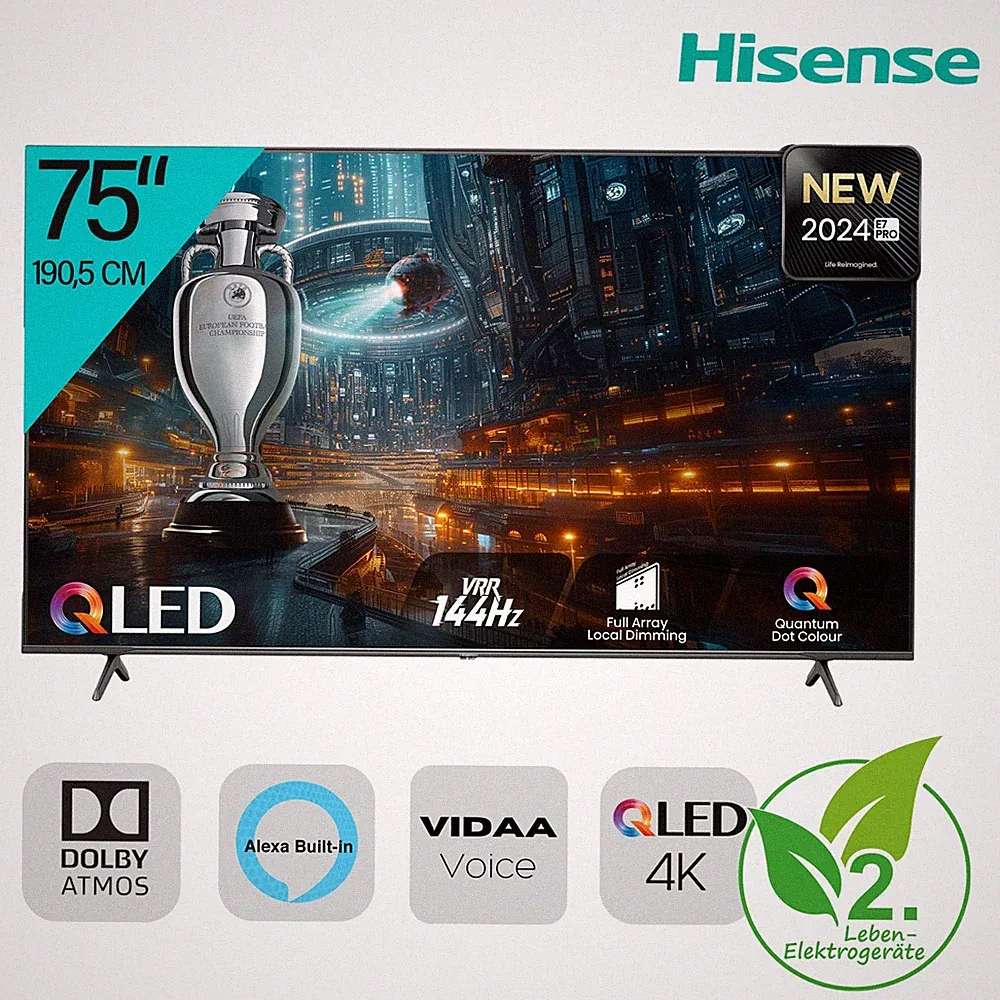 Hisense 75E7NQ PRO Fernseher 75 Zoll 4K UHD Sprachassistent RO_75E7NQPRO_R