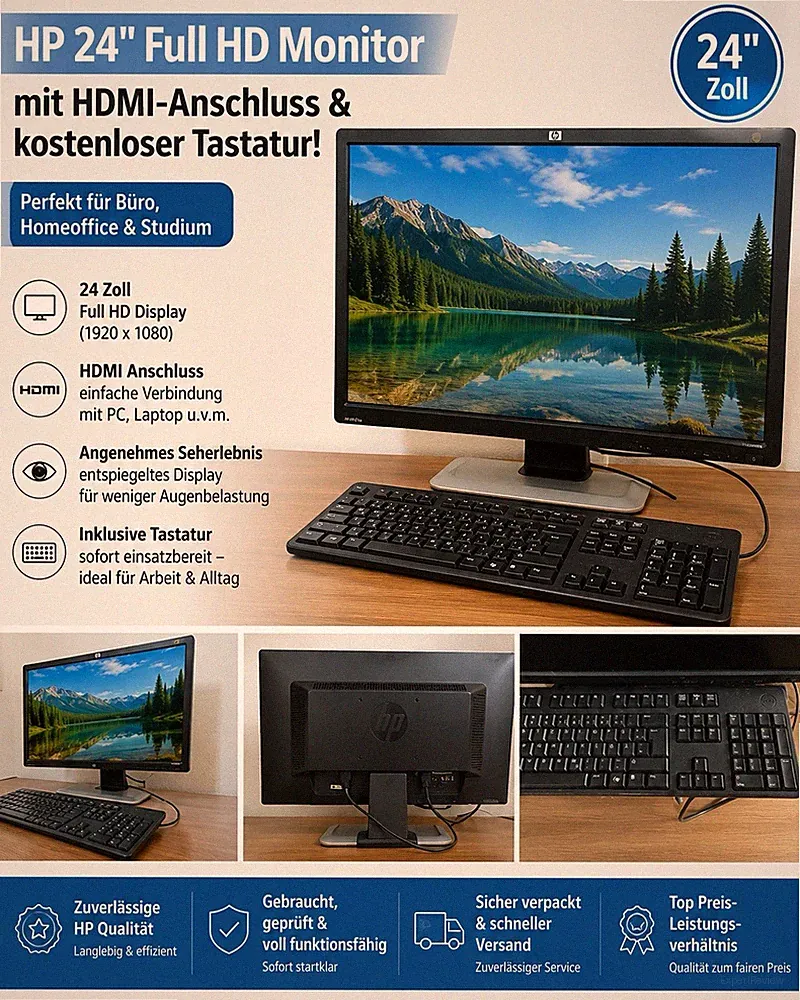HP 24 Zoll Monitor (LP2475w) | voll funktionsfähig