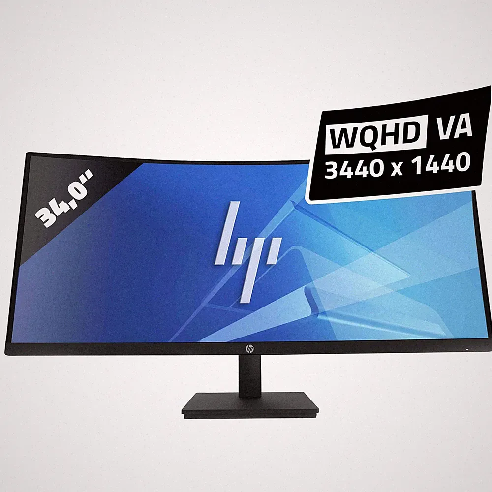 HP P34hc G4 Curved 3440x1440 UWQHD 34 Zoll Monitor VA 5ms Schwarz Bildschirm