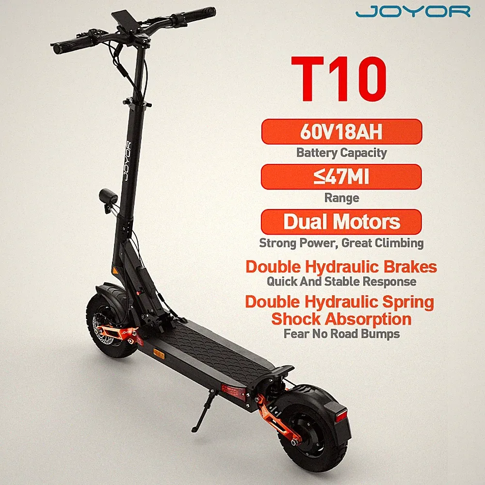 JOYOR T10 E-Scooter mit Straßenzulassung 2*1000W 60V 18AH 10 Zoll 25km/h bis75km