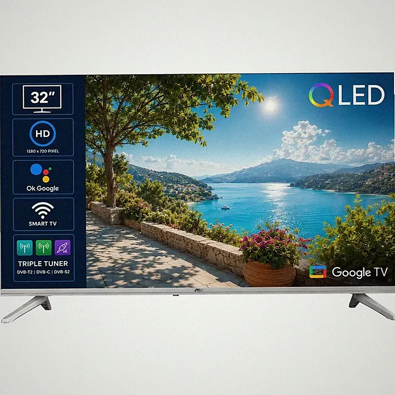JTC 32 Zoll QLED Smart TV Android Google Fernseher WLAN Bluetooth Triple Tuner