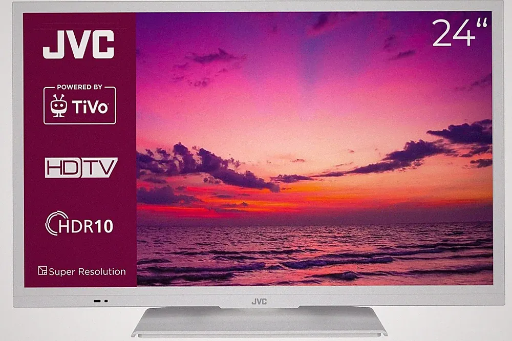 JVC Smart TV 24 Zoll LED TV 24 Zoll Fernseher WLAN HD-Ready Triple Tuner Weiß
