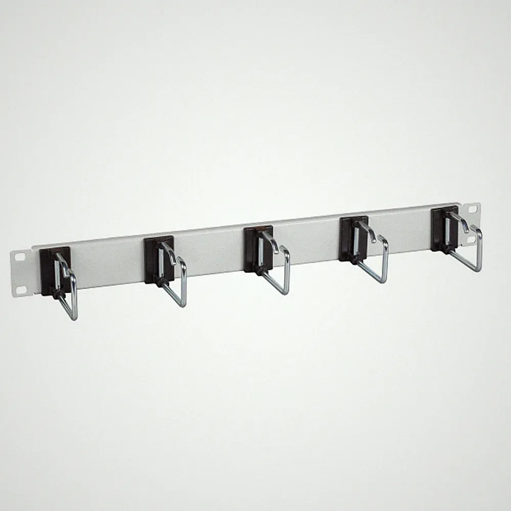 Kabelführungspanel 19 Zoll 1HE Stahl Metall 5 Bügel 75mm | 110mm grau | schwarz