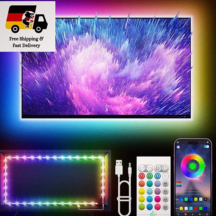 KANTUTOE LED TV Hintergrundbeleuchtung 5m für 45-75 Zoll TV mit Bluetooth App