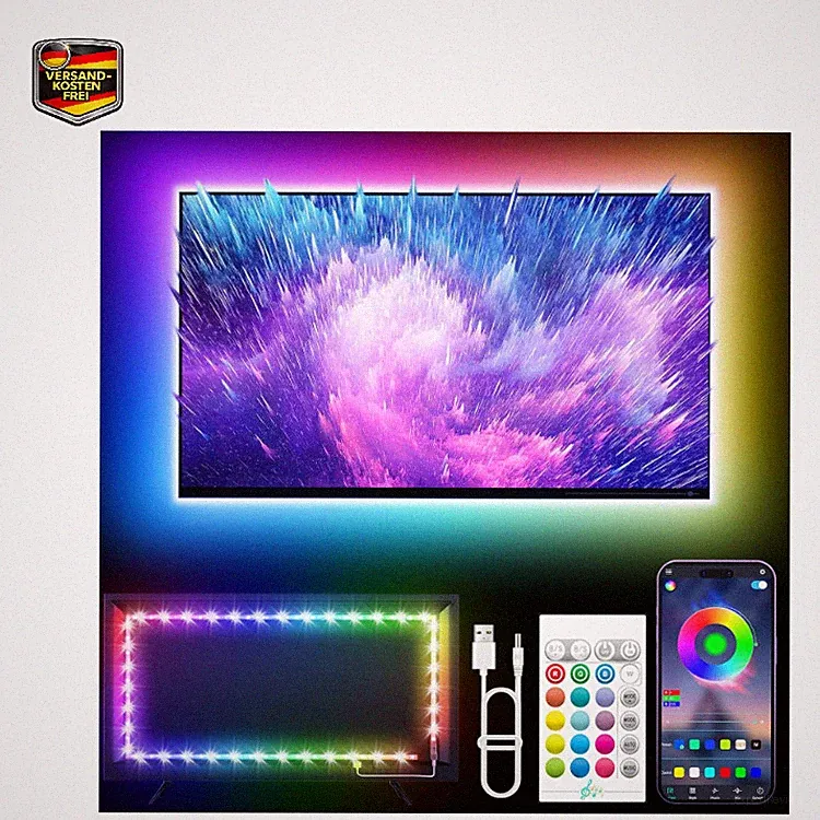 KANTUTOE LED TV Hintergrundbeleuchtung 5m für 45-75 Zoll TV, RGB Musik Sync, App