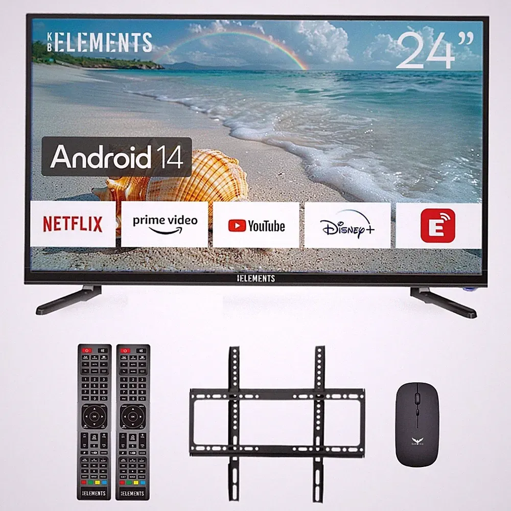 KB ELEMENT 24 Zoll Smart TV, LED FULL HD, DVB-T2/S2, Android 14, Frameless
