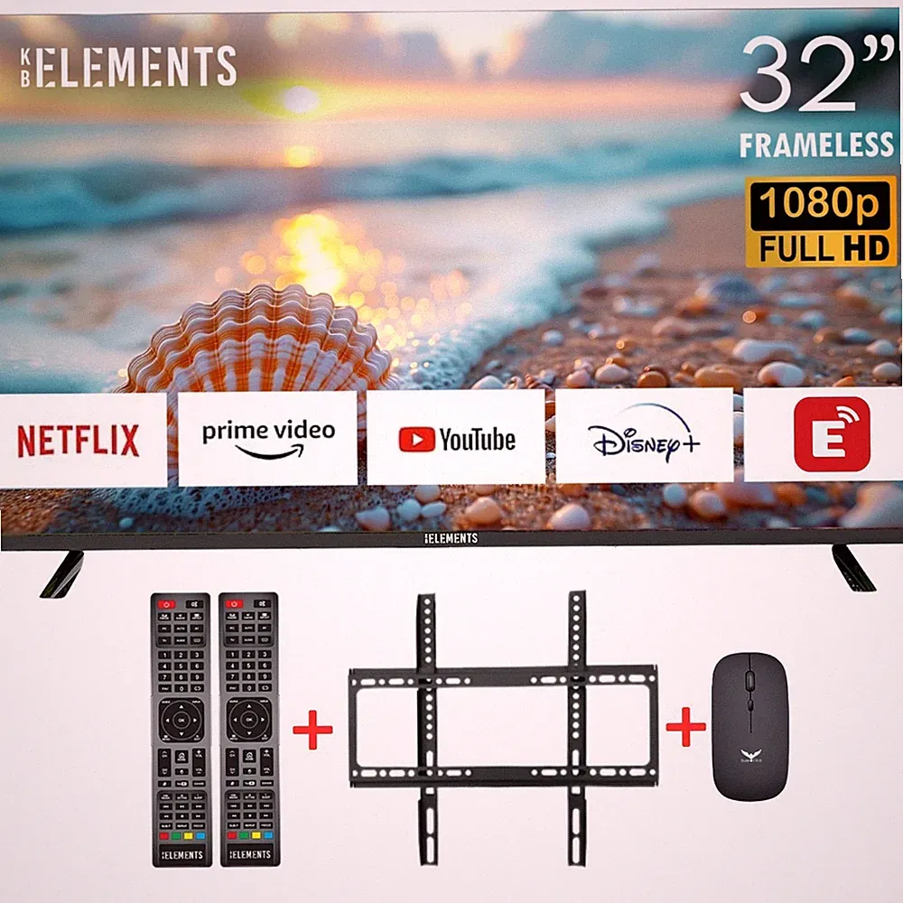 KB ELEMENT 32 Zoll Smart TV, LED FULL HD, DVB-T2/S2, Android 14, Frameless