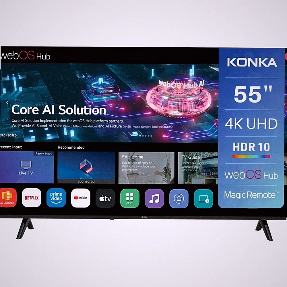 KONKA 55 Zoll DLED Smart TV 4K UHD webOS HDR10 MEMC WiFi Bluetooth AirPlay Neu
