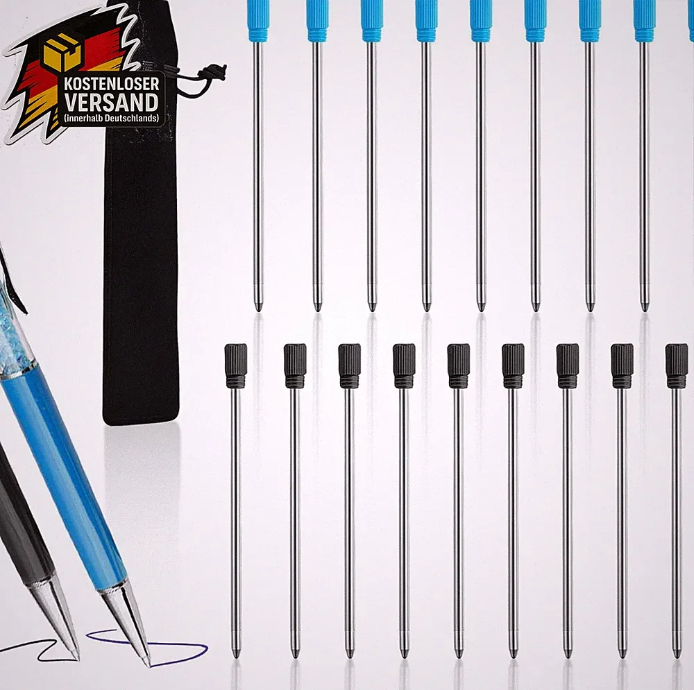 Kugelschreiber Ersatzminen 2,75 Zoll für glattes Schreiben schwarz/blau, 20 Stüc