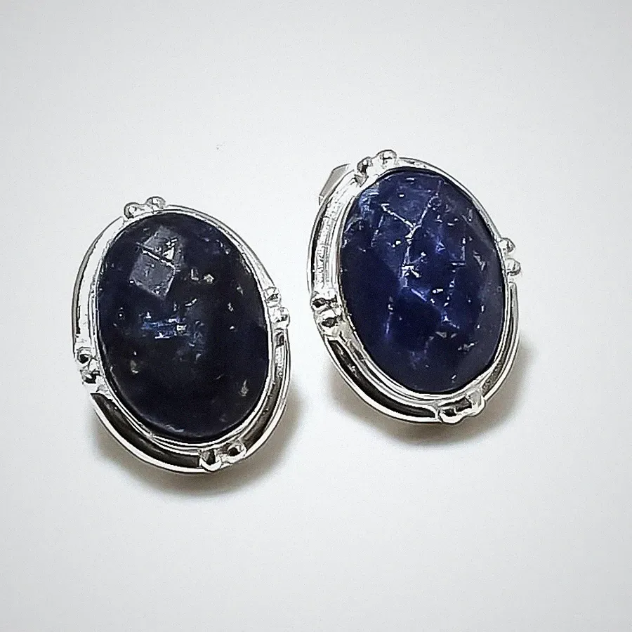 Lapislazuli Edelstein 925 Sterlingsilber Schmuck Ohrstecker Größe 0,75 Zoll