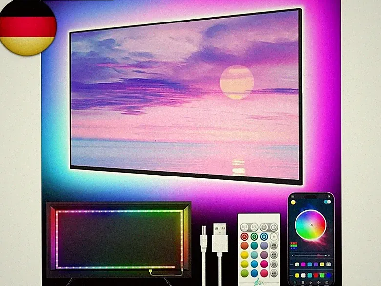 LED-Leuchten für TV, 5M LED TV-Hintergrundbeleuchtung, für 45-75 Zoll TV, Musik
