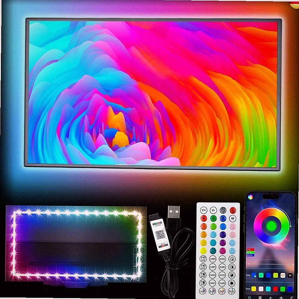 LED Licht für Fernseher, 5m LED Streifen Licht für 50-75 Zoll TV, RGB TV H