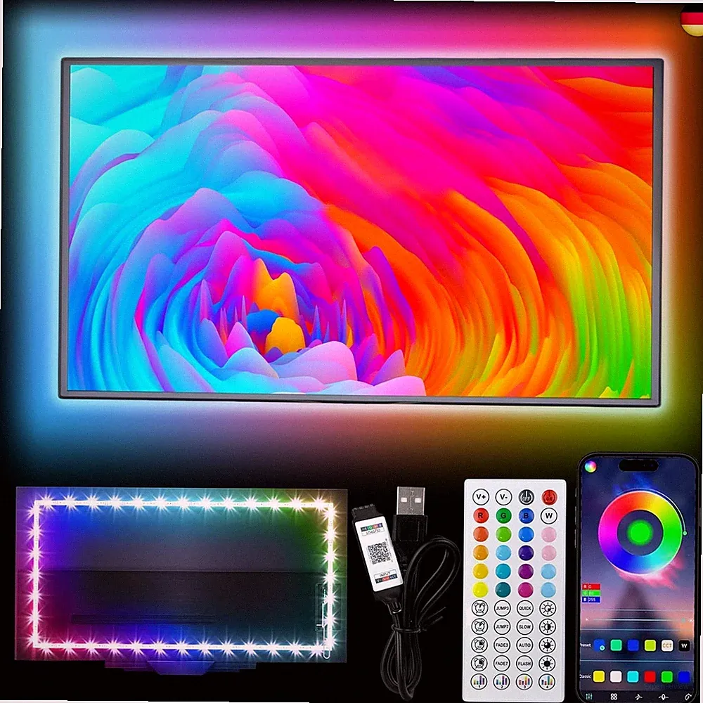 LED Licht für Fernseher, 5m LED Streifen Licht für 50-75 Zoll TV, RGB TV Hinterg