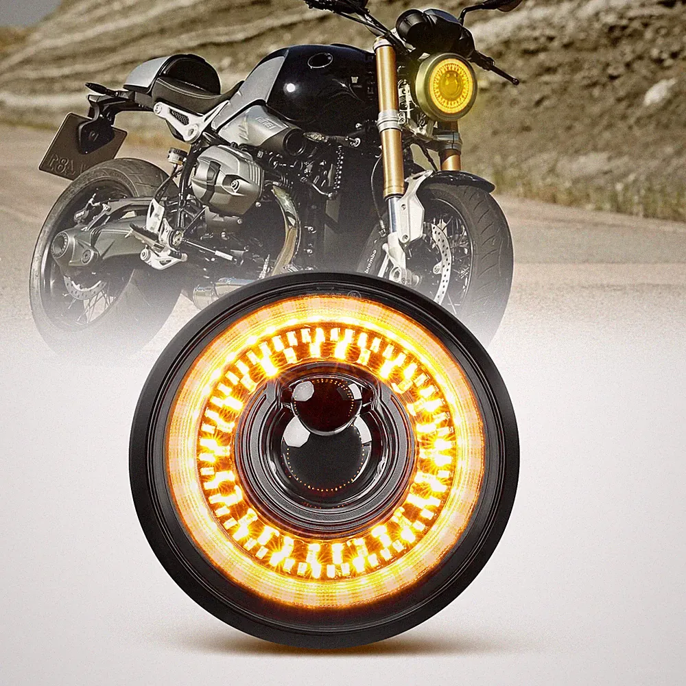 LED Scheinwerfer 5,75 Zoll Universal Hauptscheinwerfer Motorrad Hi/Lo Beam DRL