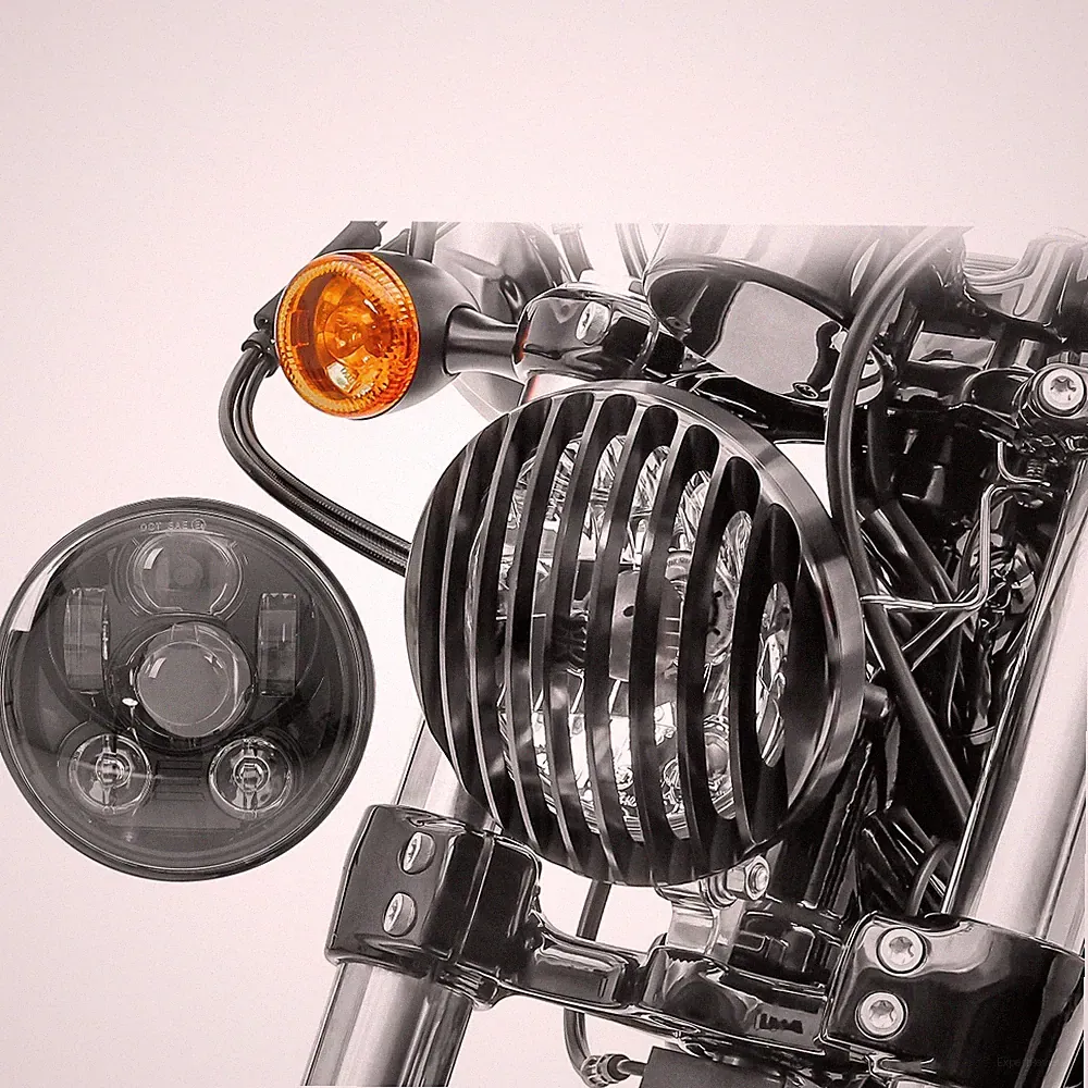 LED Scheinwerfer Set + Scheinwerfer Grill 5,75 Zoll für Harley Sportster 04-20
