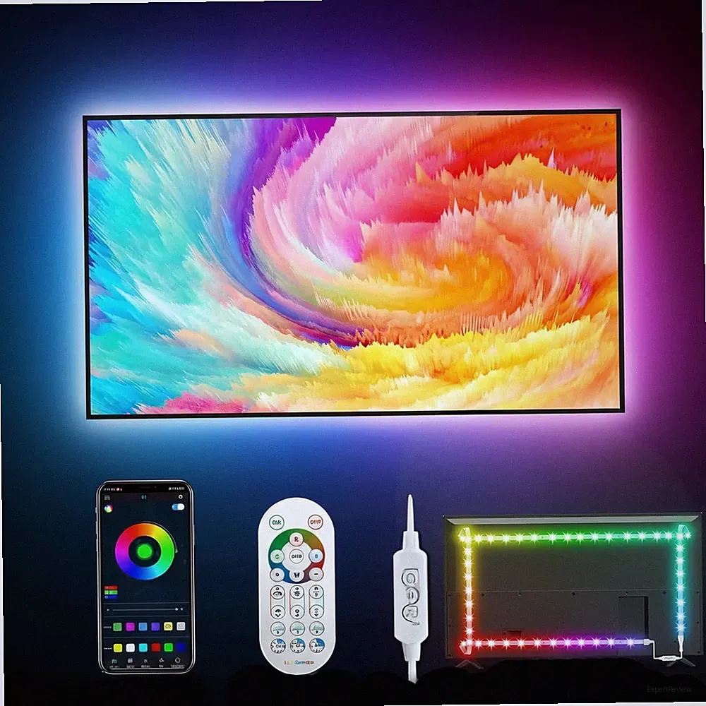 LED Streifen TV Hintergrundbeleuchtung RGBIC Farbwechsel USB Musik Sync