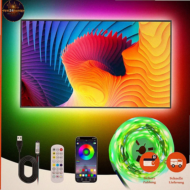 LED Strip 5M RGBIC Hintergrundbeleuchtung für 65-75 Zoll TV mit App-Steuerung
