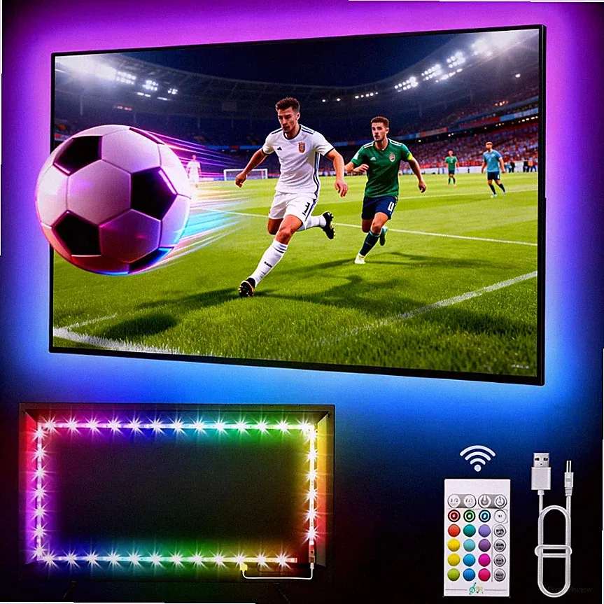 LED TV Hintergrundbeleuchtung 40-75" RGB LED-Leuchten Bluetooth APP & Musik Sync