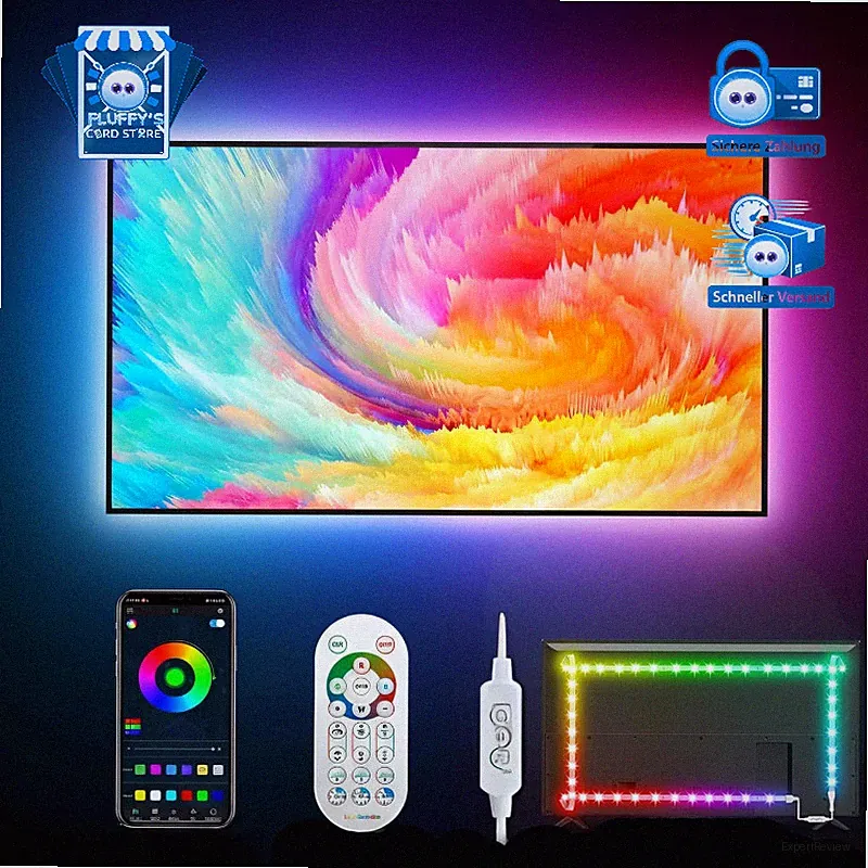 LED TV Hintergrundbeleuchtung 4M RGBIC für 55-75 Zoll Fernseher