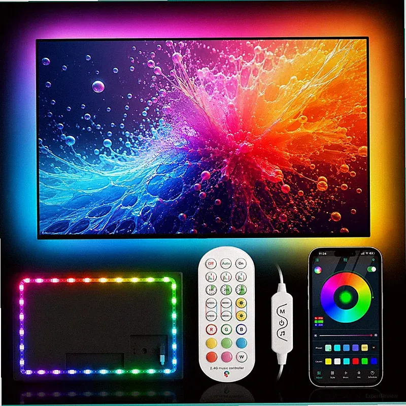 LED TV Hintergrundbeleuchtung 4m RGBIC für 55-75 Zoll Fernseher USB App