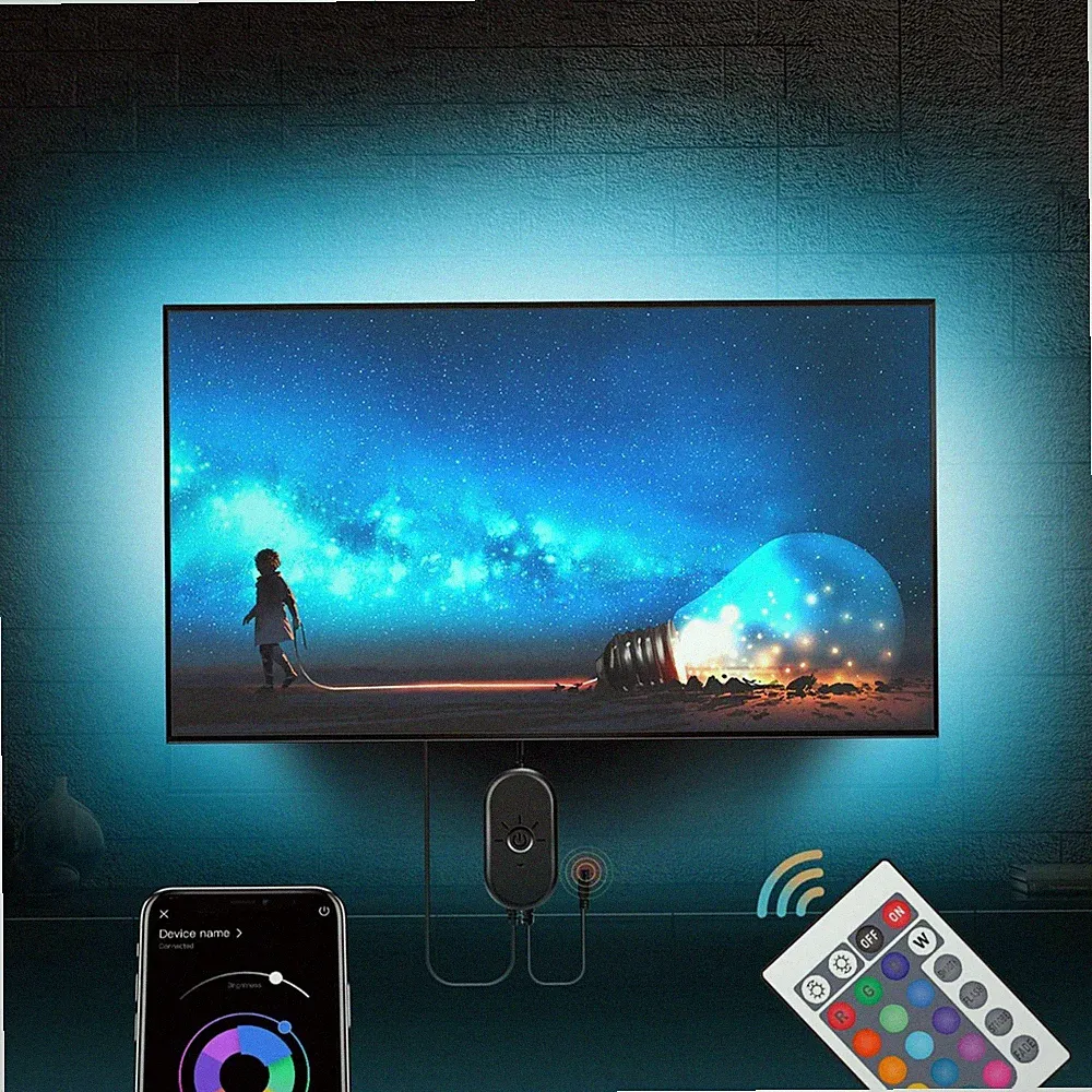 LED TV Hintergrundbeleuchtung 4M RGBIC Musik Sync für 55-75 Zoll TV Set