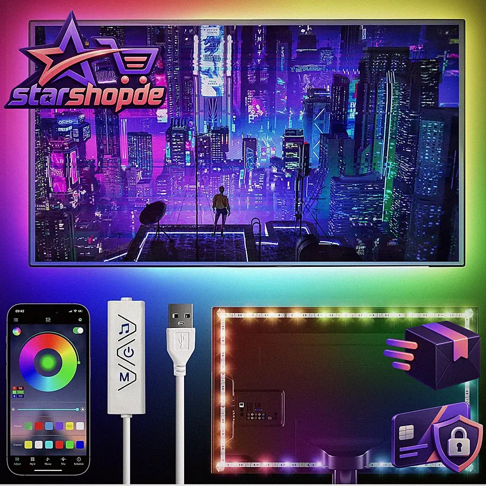 LED TV Hintergrundbeleuchtung 4m USB Strip App Steuerung für 32-75 Zoll