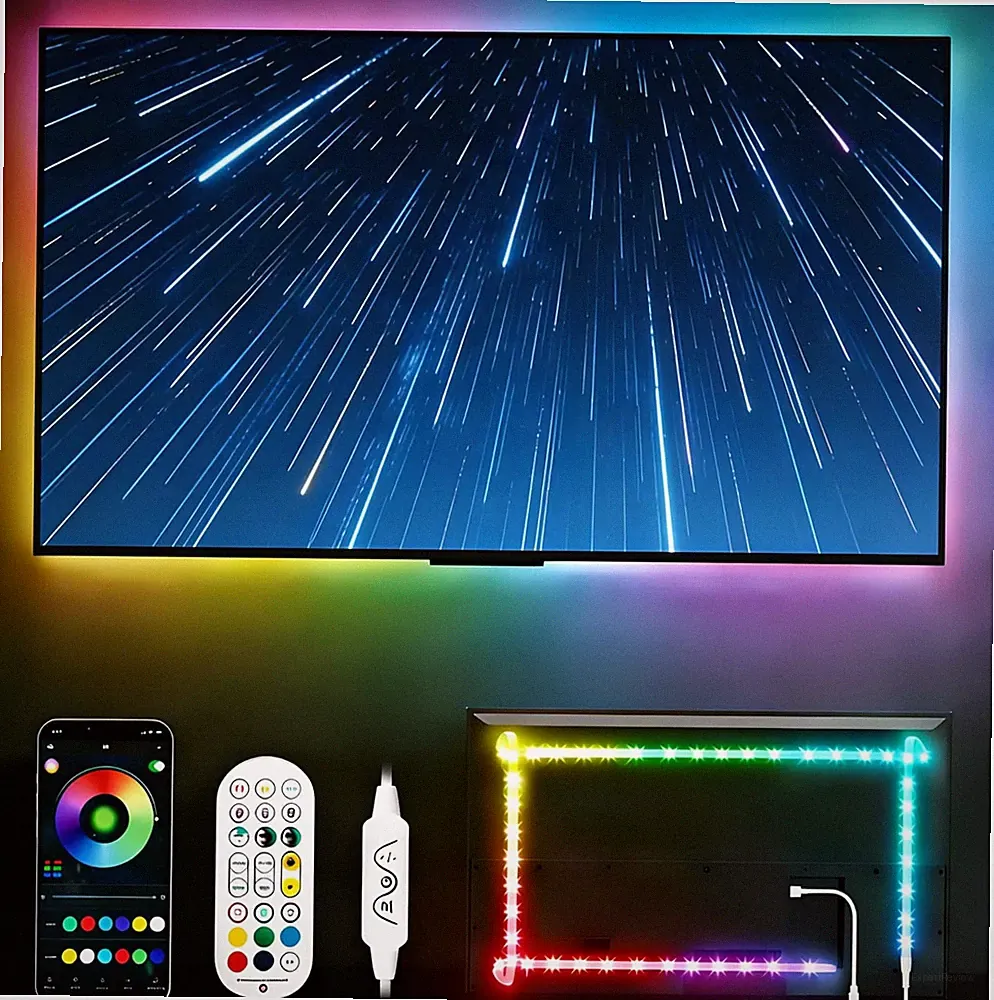 LED TV Hintergrundbeleuchtung 5M Für 45–75 Zoll, RGB LED Streifen Mit APP, Fernb