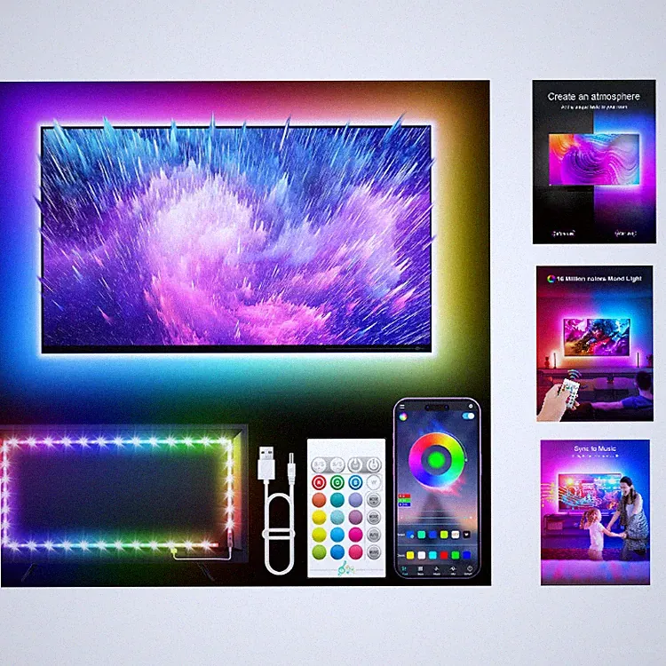 LED TV Hintergrundbeleuchtung 5m für 45-75 Zoll TV RGB Farbwechsel KANTUTOE