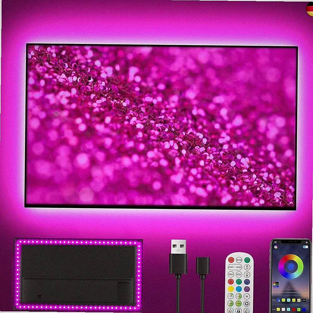LED TV Hintergrundbeleuchtung, 5m LED Streifen für 45-75 Zoll TV, USB Led Strip
