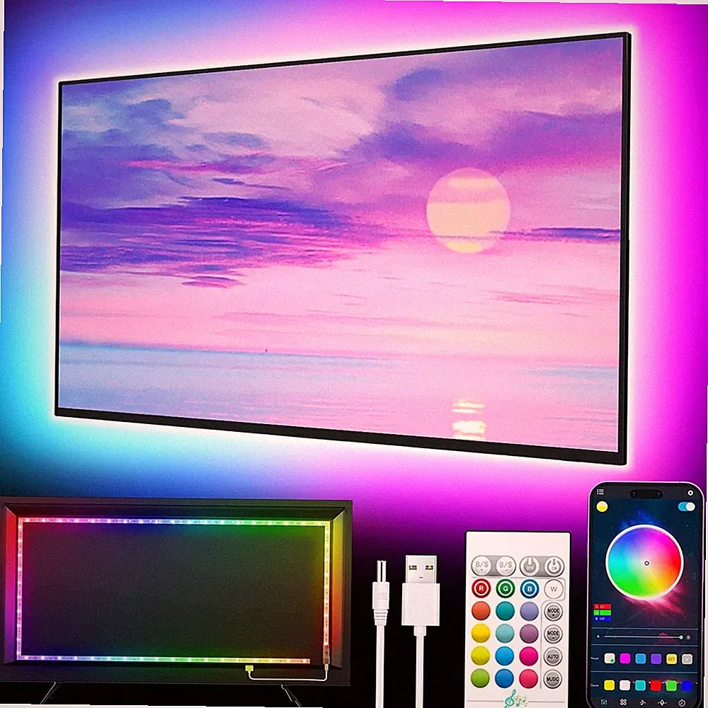 LED TV-Hintergrundbeleuchtung 5m RGB Farbwechsel Musik Sync für 45-75 Zoll