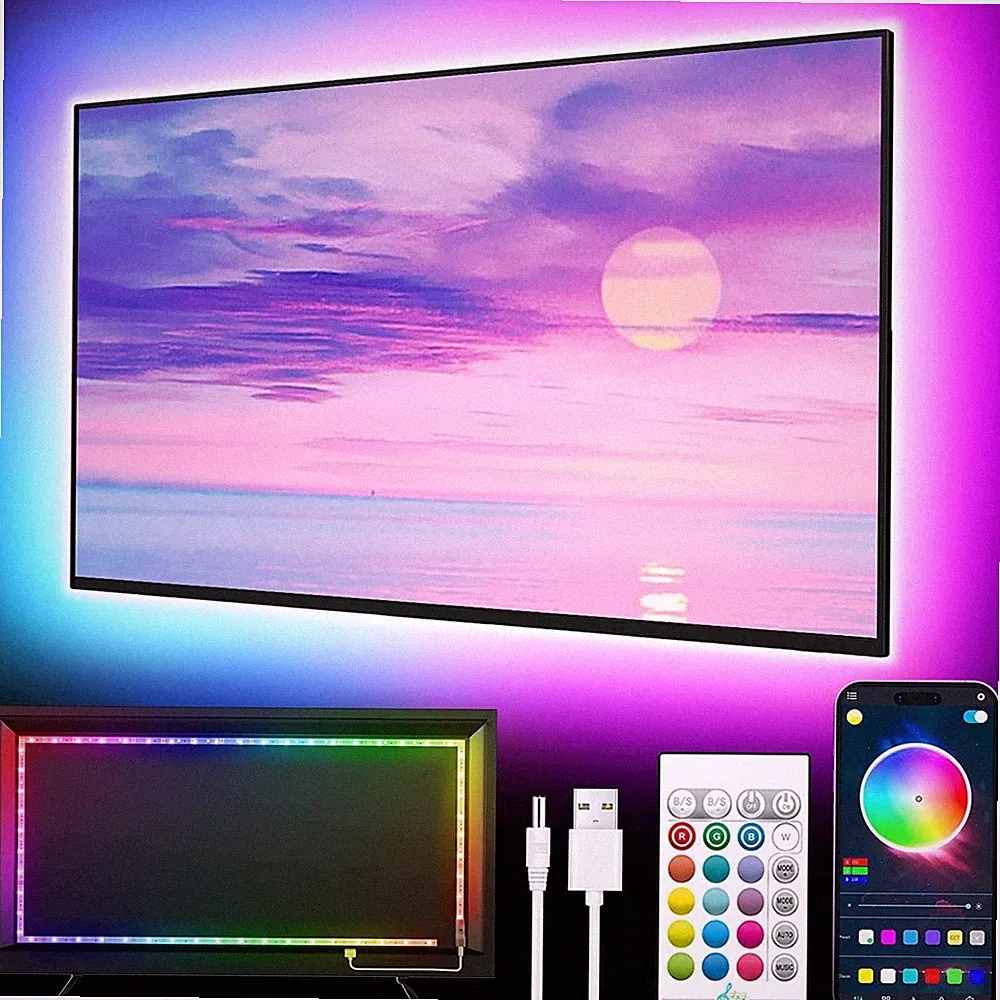 LED TV-Hintergrundbeleuchtung 5m RGB Farbwechsel Musik Sync für 45-75 Zoll TV