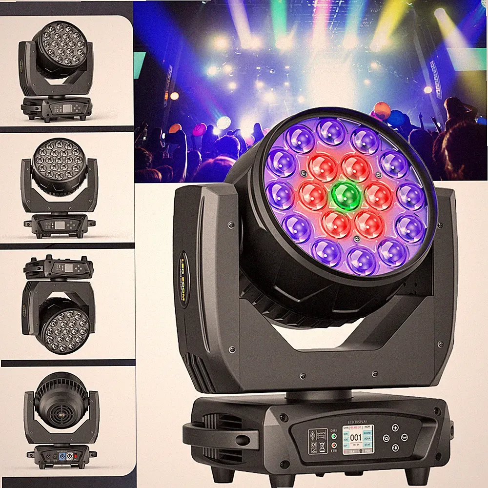LED Wash Zoom Moving Head DMX RGBW 19X20W Bühnenlicht DJ Party Weihnachten Show