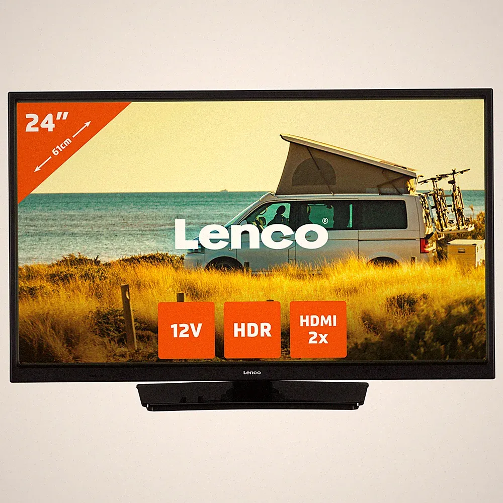 Lenco LED-2423BK 24 Zoll HD LED Fernseher DVB-T2 DVB-C DVB-S2 12V Schwarz