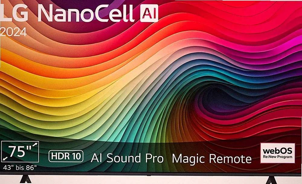 LG 75NANO81T6A NanoCell TV (Flat, 75 Zoll / 190 cm, UHD 4K, SMART TV, webOS 24 m