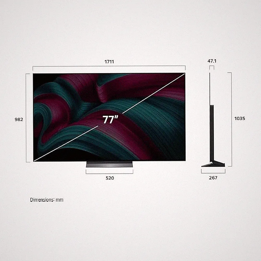 LG 77 Zoll Fernseher evo AI TV (Flat, 195 cm, OLED 4K, SMART TV) 2025 77C57L 4K