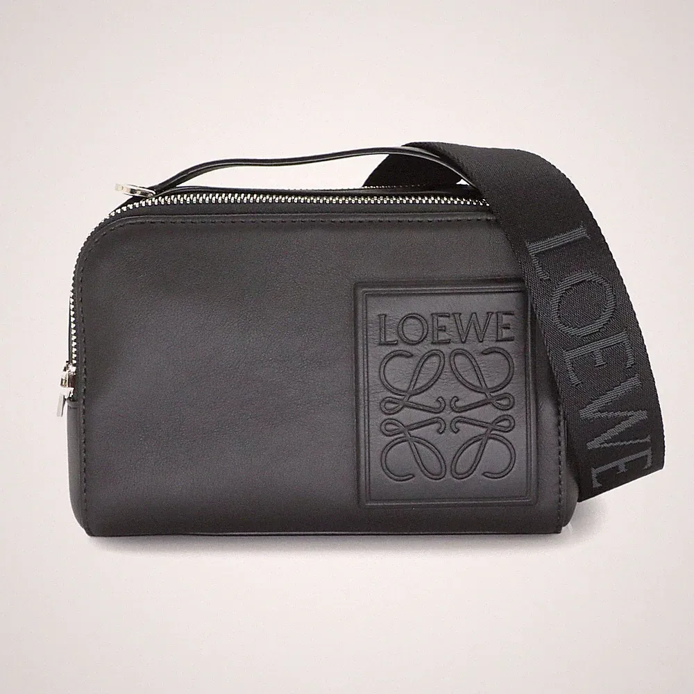 LOEWE Mini Crossbody Kameratasche Hand Schultertasche Leder Schwarz...