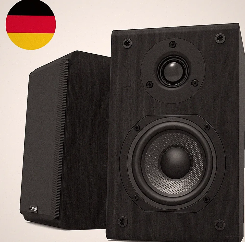 LONPOO Passive Regal-Lautsprecher Paar, 75W RMS Klassische Holz-Lautsprecher 2-W