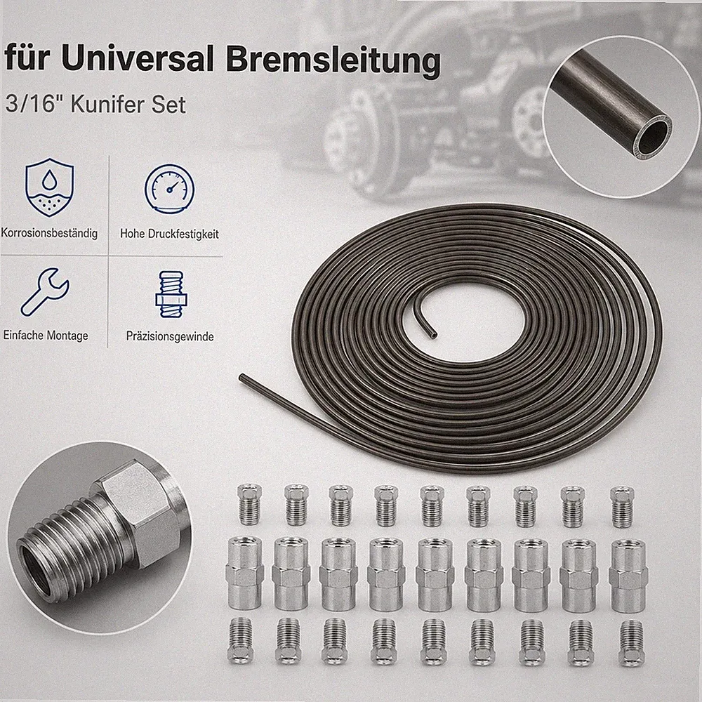 Metalllegierungs Bremsrohrset olivgrün 3/16 Zoll 4,75MM 10m 10 Verbinder