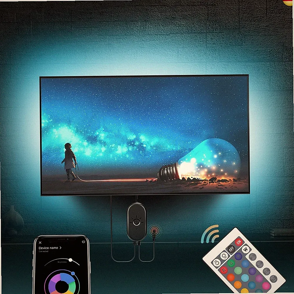 Mexllex Led TV Hintergrundbeleuchtung 55-75 zoll, 4M LED Streifen mit Bluetooth