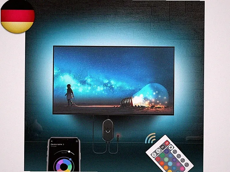 Mexllex Led TV Hintergrundbeleuchtung 55-75 zoll, 4M LED Streifen mit Bluetooth