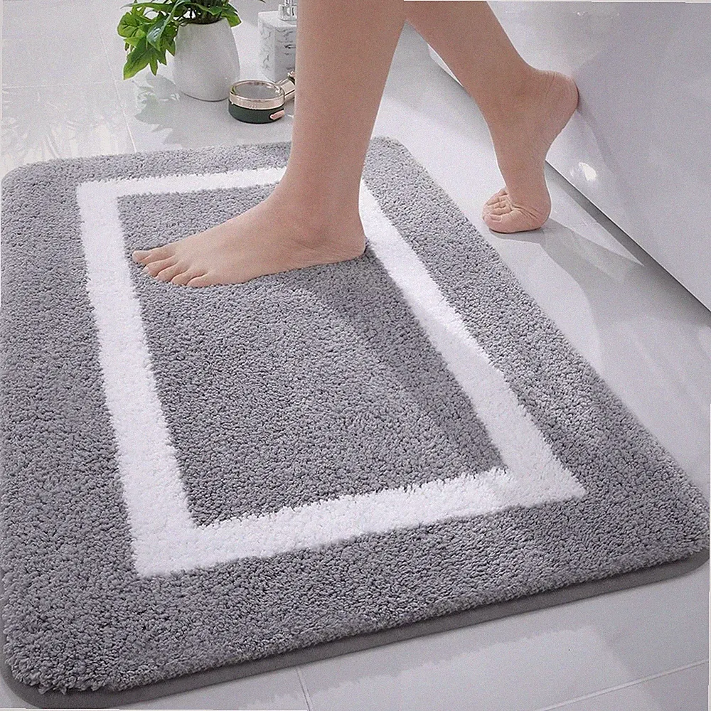Mikrofaser Badematte 40x60 cm rutschfest Badvorleger Waschbar Grau auch für A...