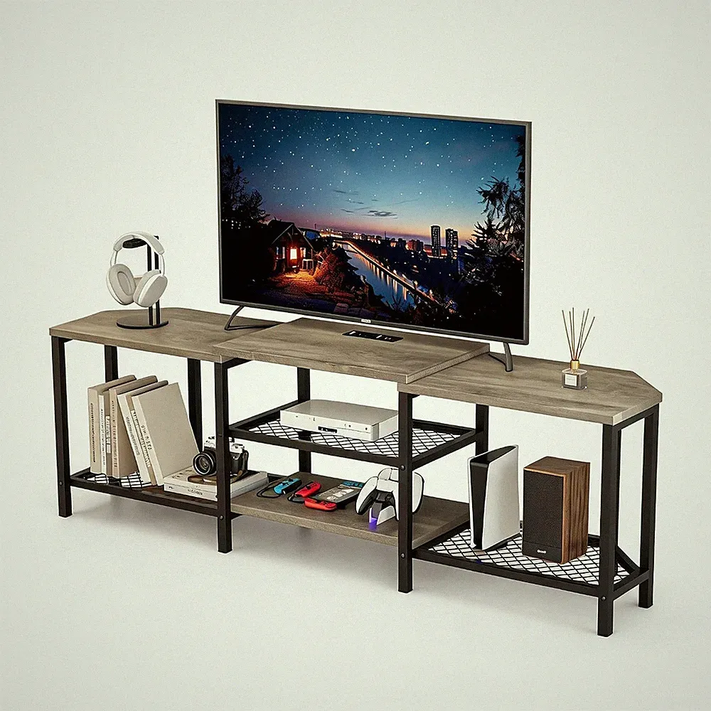 Modernes TV Lowboard Für Fernseher Bis 75 Zoll – Eck-Entertainment-Center Mit Le