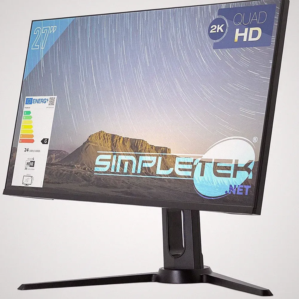 Monitor 27" 2K 144Hz 1Ms QHD 2560x1440 Bildschirm Display Panel LCD Gaming PC