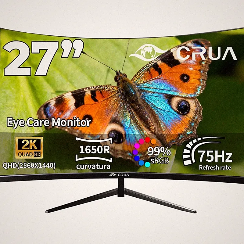 Monitor 27 Zoll QHD 2560x1440 75Hz HDMI DP Wandmontage Eye Care PC-Büromonitor