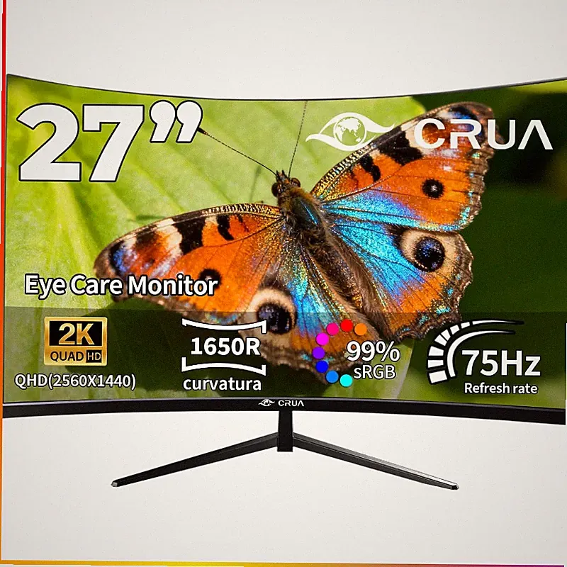Monitor 27 Zoll QHD 2560x1440 75Hz HDMI DP Wandmontage PC Büro Gaming