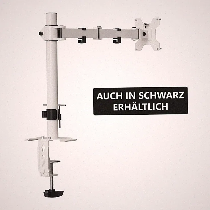 Monitorhalterung 13-32 Zoll VESA 75/100 bis 10kg verstellbar 1 Arm schwarz weiß