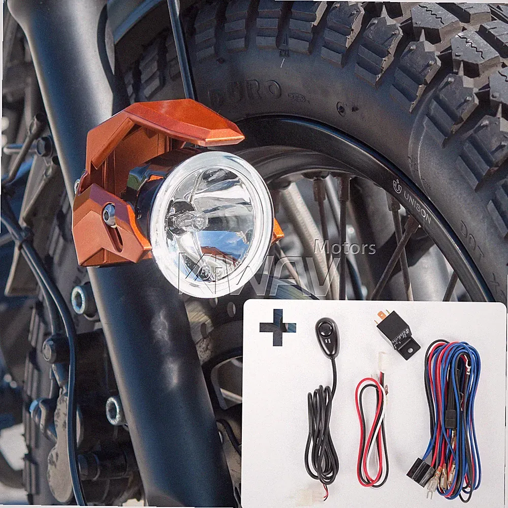 Motorrad 2,75 Zoll rund Fahrlicht orange 12V 55W mit M6 Halterung & Kabelkit ε