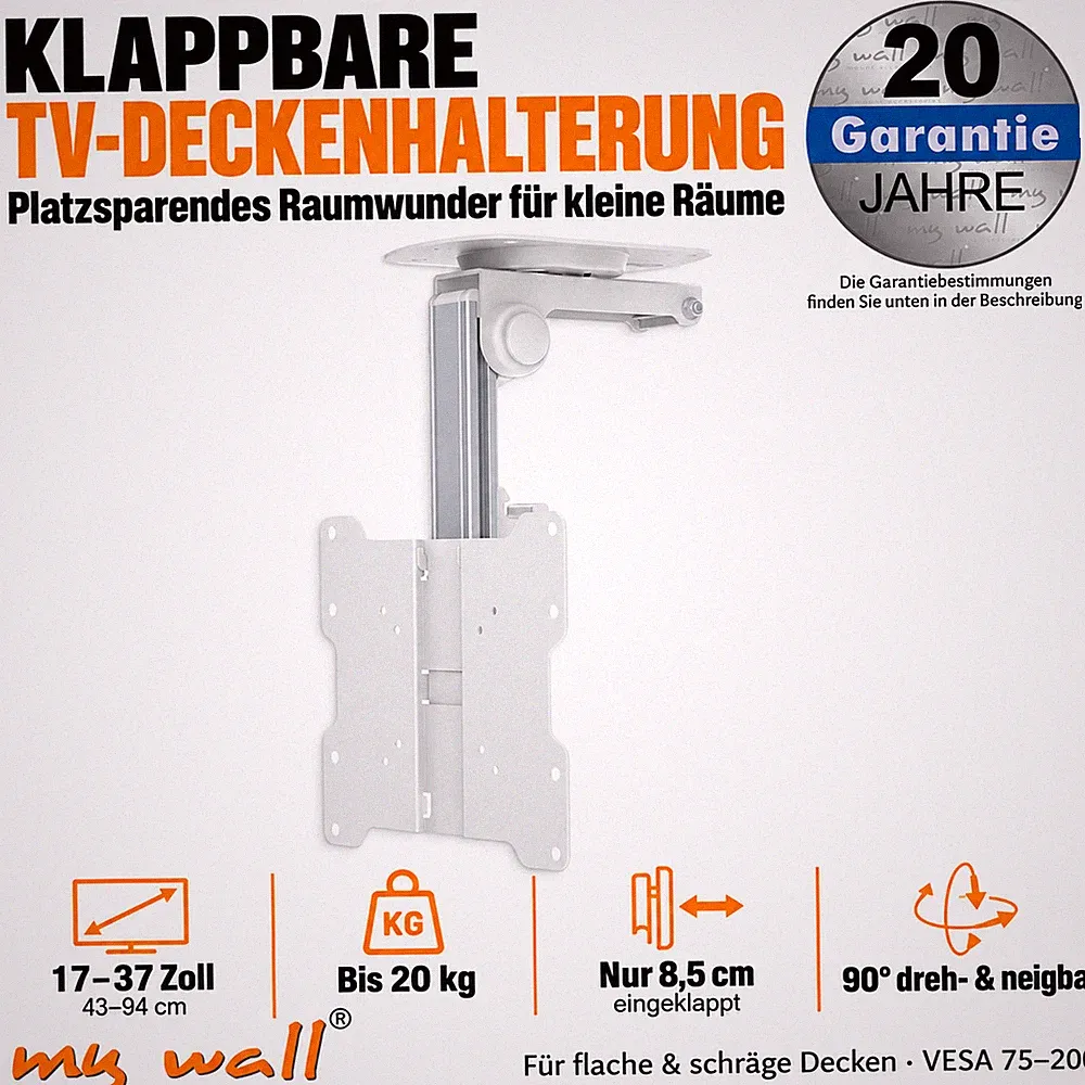 MyWall klappbare TV Deckenhalterung platzsparende Fernseher Halterung Monitor