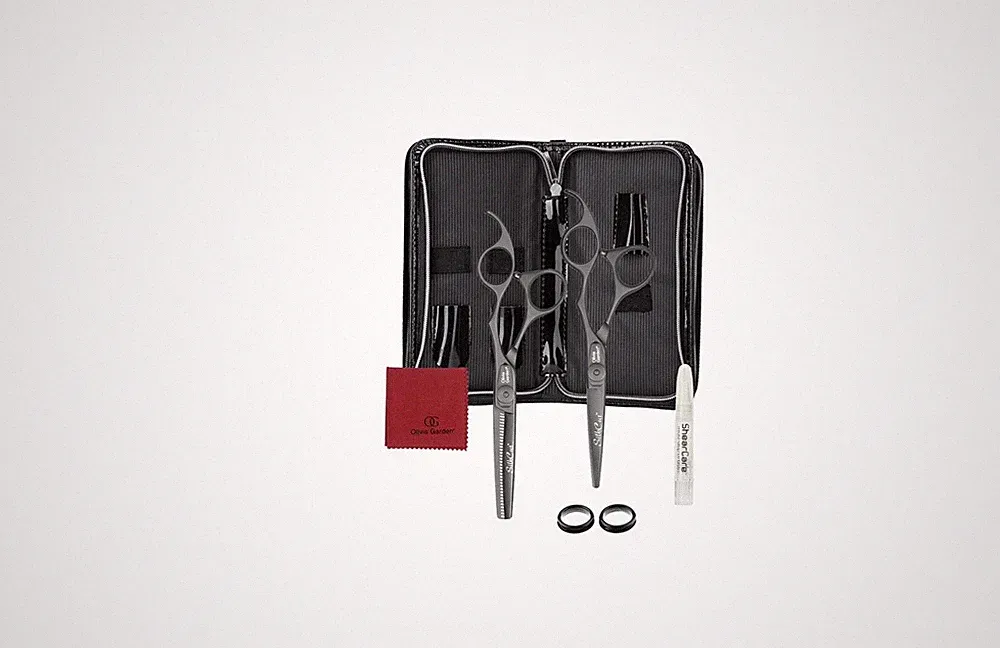 Olivia Garden SilkCut Matt Black Set HS 5,75 Zoll und Effilierschere 6,0 Zoll
